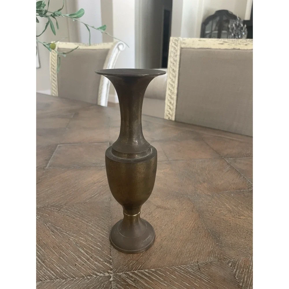 Solid Brass Vase MCM Vintage Bud Vase 8